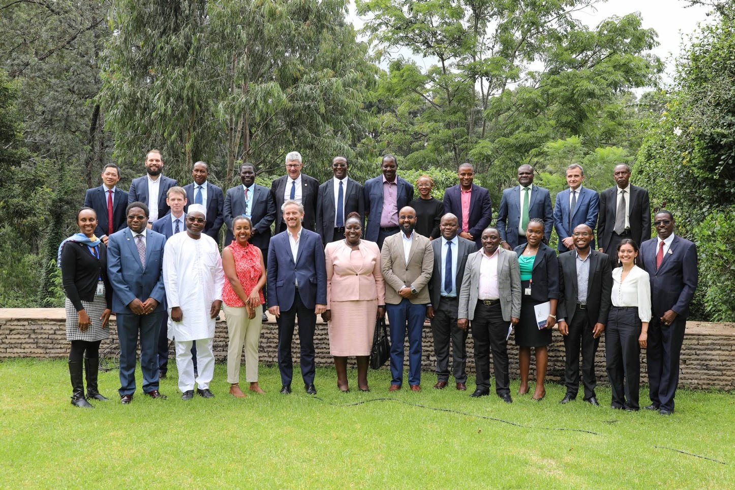 France ambassador to Kenya Arnaud Suquet poses for a photo alongside researcher winners of the Fonds Equipe France fund at the French Embassy Residence in Nairobi  Image: MELINDA KIRWA