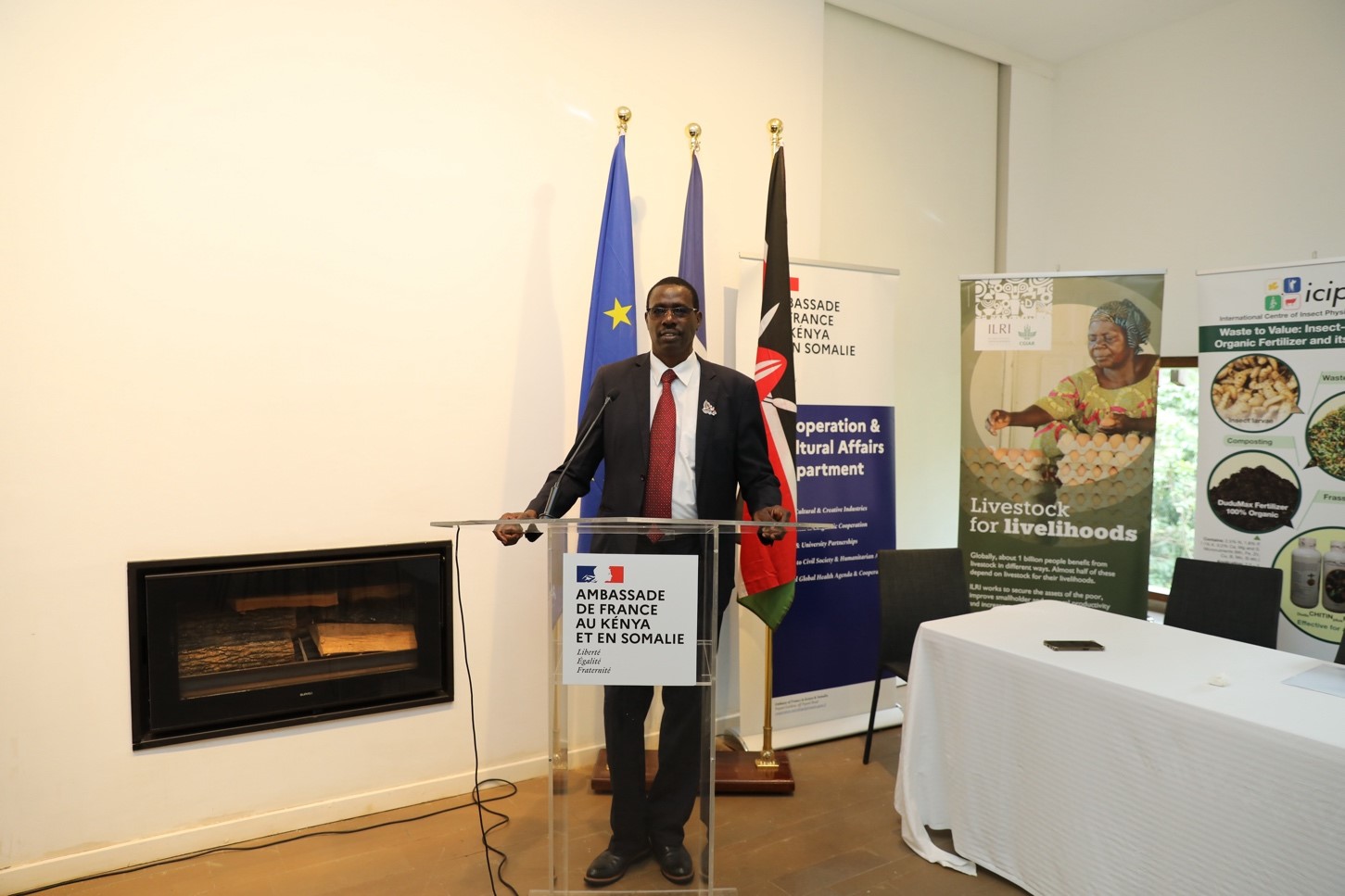 CPA Bruno Ogama during the project Grant signing ceremony at the French Embassy Residence in Nairobi