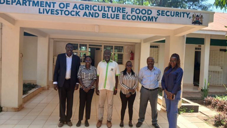 Bio Kenya Project team led by CPA Ogama while visiting the Director of Agriculture in Siaya county during the rounds of engaging the County Agriculture heads on policy dialogue discusions.